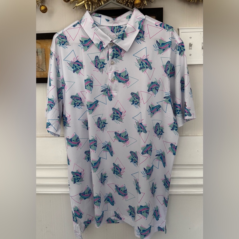 Chubbies Vibrant Fish Pattern Polo